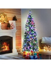 Homcom Red 5Ft Pencil Artificial Christmas Tree With LED Lights - Image 2 of 6