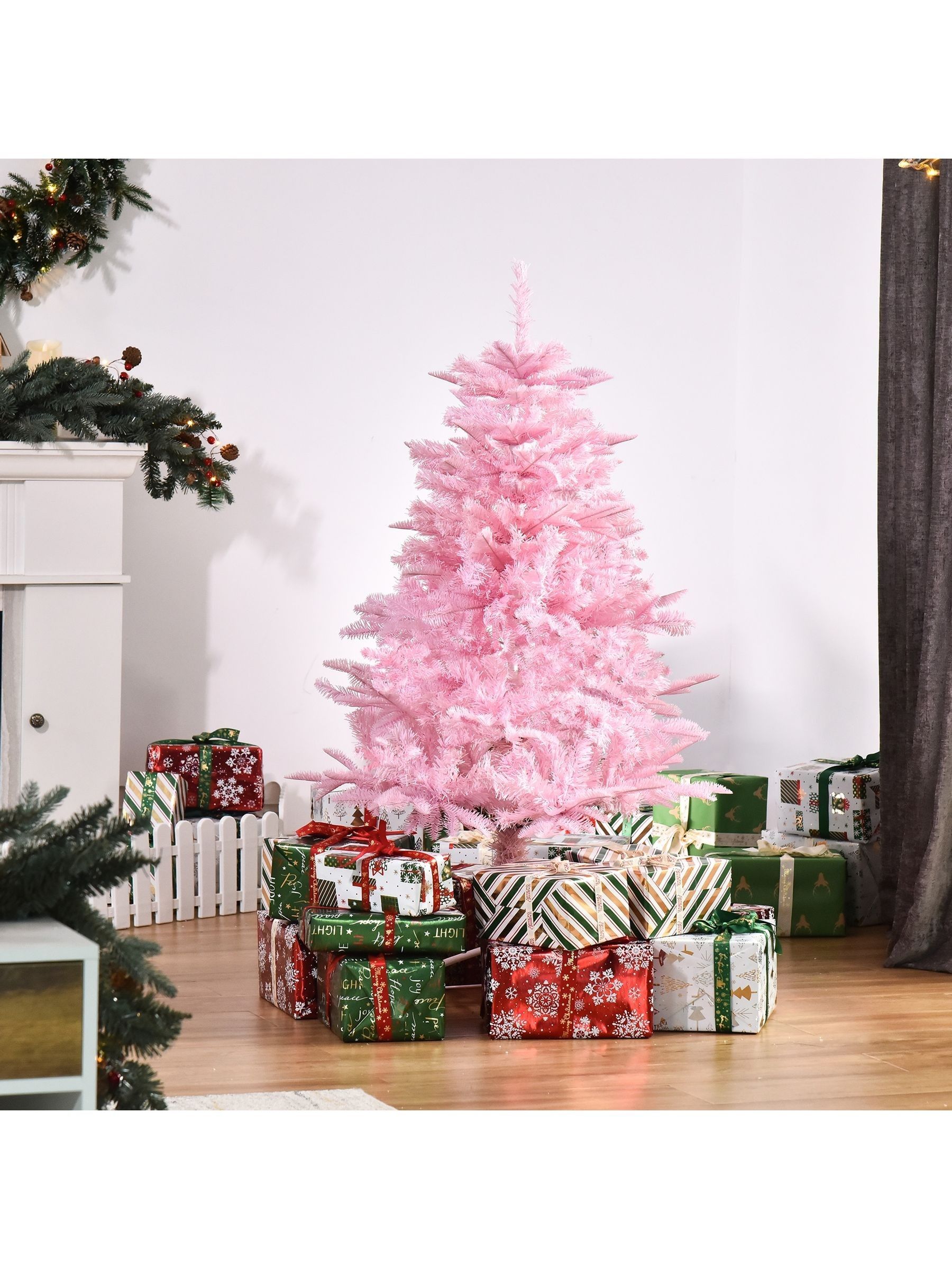 Homcom Unisex Pink 4Ft Artificial Christmas Tree Xmas Holiday Tree Decoration Home Party In - Image 6