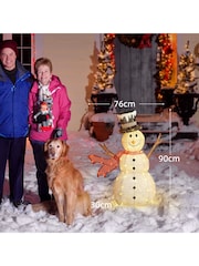 Outsunny White 3ft Lighted Snowman Christmas Decoration With 78 Led Lights Waterproof - Image 3 of 6