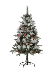 Homcom Green 4ft Snowdipped Pencil Artificial Christmas Tree With Berries And Pinecones - Image 4 of 6