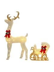 Outsunny White Lighted Reindeer And Sleigh Christmas Decoration With 170 Led Lights - Image 4 of 6