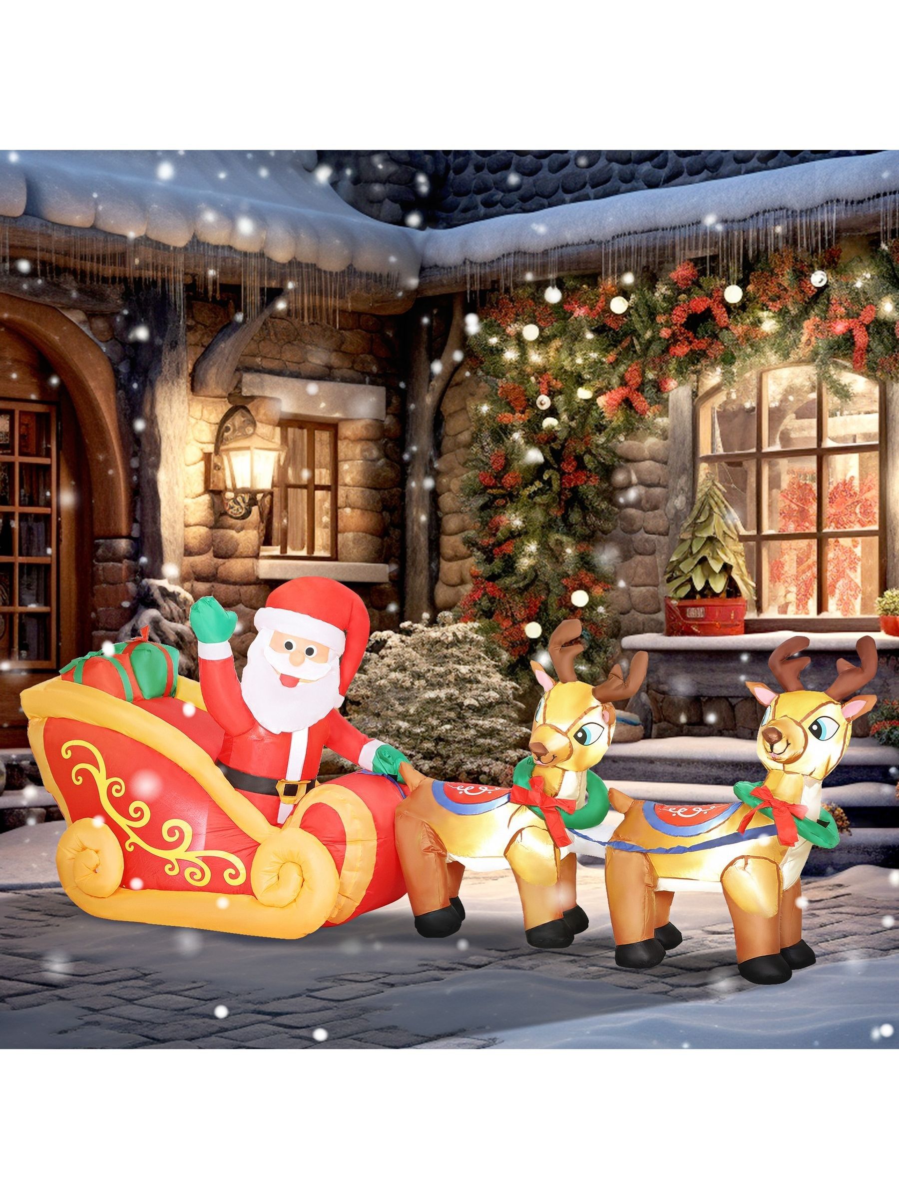Rackhams Red 7.9Ft Christmas Inflatable Santa On Sleigh, Blow Up Decoration - 1 - Santa Claus And Reindeer - Image 9