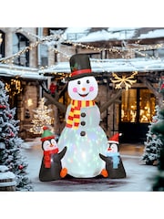 Outsunny White 6Ft Inflatable Snowman And Penguins With Led Light And Projector Indoor Outdoor - Image 1 of 6