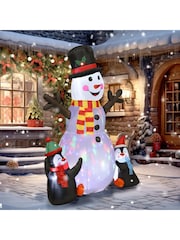 Outsunny White 6Ft Inflatable Snowman And Penguins With Led Light And Projector Indoor Outdoor - Image 2 of 6