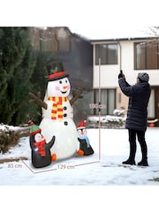 Outsunny White 6Ft Inflatable Snowman And Penguins With Led Light And Projector Indoor Outdoor - Image 3 of 6