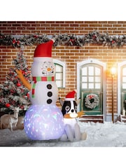 Outsunny White 6.2ft Inflatable Snowman With Dog Christmas Blow Up Decoration - Image 1 of 6