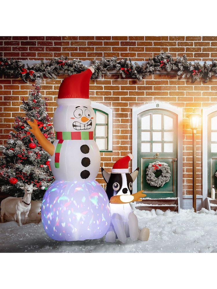 Outsunny White 6.2ft Inflatable Snowman With Dog Christmas Blow Up Decoration - Image 1 of 6 Outsunny White 6.2ft Inflatable Snowman With Dog Christmas Blow Up Decoration - Image 1 of 6