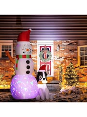 Outsunny White 6.2ft Inflatable Snowman With Dog Christmas Blow Up Decoration - Image 2 of 6