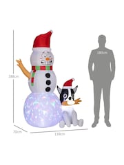 Outsunny White 6.2ft Inflatable Snowman With Dog Christmas Blow Up Decoration - Image 3 of 6