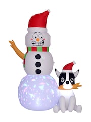Outsunny White 6.2ft Inflatable Snowman With Dog Christmas Blow Up Decoration - Image 4 of 6