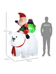 Outsunny White 6.6Ft Inflatable Santa Claus Riding Polar Bear Christmas Blow-Up Decoration - Image 3 of 6