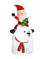 Outsunny White 6.6Ft Inflatable Santa Claus Riding Polar Bear Christmas Blow-Up Decoration - Image 4 of 6
