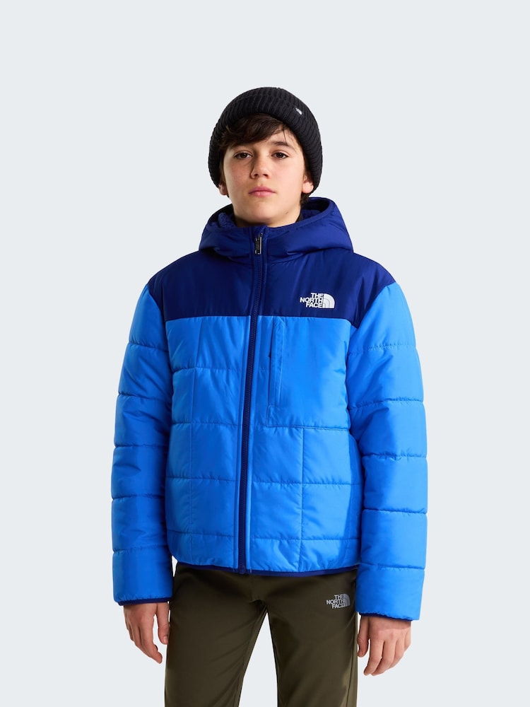 The North Face Blue Boys Reversible Shasta Hooded Puffer Jacket - Image 1 of 8 The North Face Blue Boys Reversible Shasta Hooded Puffer Jacket - Image 1 of 8