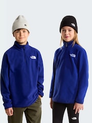 藍色 - The North Face 青少年冰河 1/4 拉鏈抓絨 - 圖片 1/5
