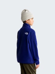 藍色 - The North Face 青少年冰河 1/4 拉鏈抓絨 - 圖片 3/5