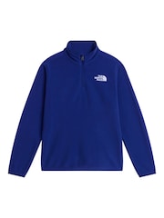 藍色 - The North Face 青少年冰河 1/4 拉鏈抓絨 - 圖片 4/5