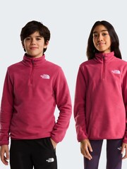紅色 - The North Face 青少年冰河 1/4 拉鏈抓絨 - 圖片 1/5
