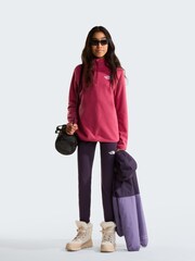 紅色 - The North Face 青少年冰河 1/4 拉鏈抓絨 - 圖片 2/5