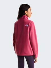 紅色 - The North Face 青少年冰河 1/4 拉鏈抓絨 - 圖片 3/5
