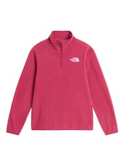 紅色 - The North Face 青少年冰河 1/4 拉鏈抓絨 - 圖片 4/5