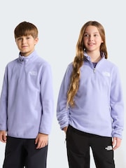 紫色 - The North Face 青少年冰河 1/4 拉鏈抓絨 - 圖片 1/5
