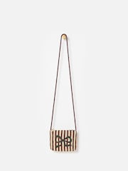 Oliver Bonas Yellow Striped Bow Beaded Cross-Body Bag - Image 1 of 6