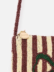 Oliver Bonas Yellow Striped Bow Beaded Cross-Body Bag - Image 5 of 6