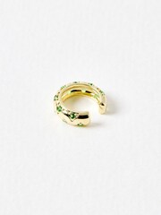 Oliver Bonas Green Gianna Siamite Gold Plated Ear Cuff - Image 3 of 3