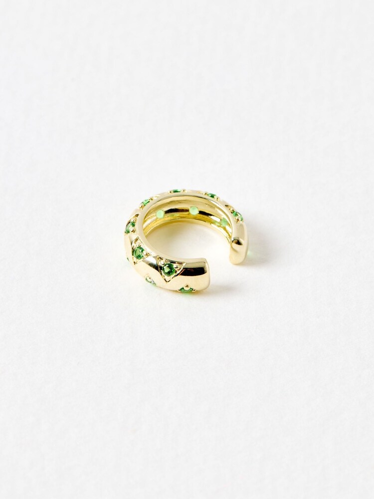 Oliver Bonas Green Gianna Siamite Gold Plated Ear Cuff - Image 3 of 3
