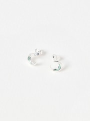 Oliver Bonas Black Hilal Opalite Crescent Moon Stud Earrings - Image 2 of 3