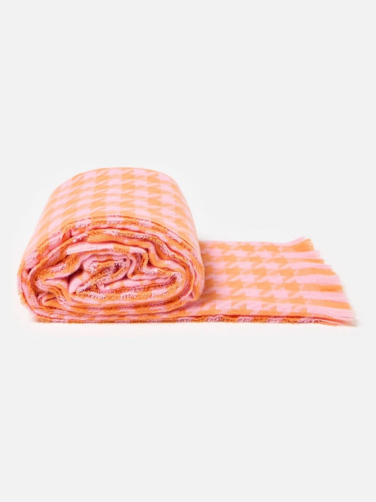 Oliver Bonas Pink Houndstooth Midweight Scarf - Image 2 of 5