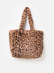 Oliver Bonas Brown Print Faux Fur Tote Bag - Image 3 of 6