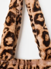 Oliver Bonas Brown Print Faux Fur Tote Bag - Image 4 of 6