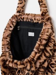 Oliver Bonas Brown Print Faux Fur Tote Bag - Image 6 of 6