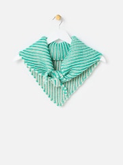 Oliver Bonas Green Striped Knitted Triangle Scarf - Image 1 of 4