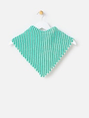 Oliver Bonas Green Striped Knitted Triangle Scarf - Image 2 of 4