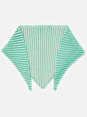 Oliver Bonas Green Striped Knitted Triangle Scarf - Image 3 of 4