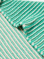 Oliver Bonas Green Striped Knitted Triangle Scarf - Image 4 of 4