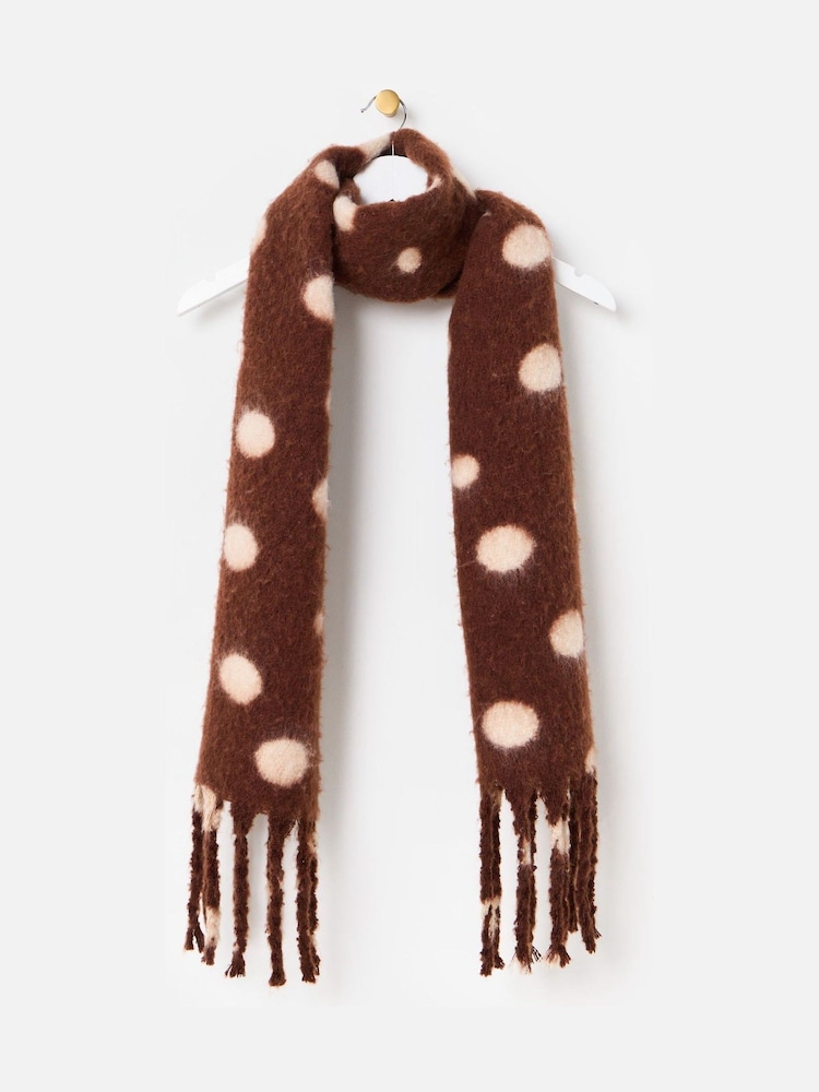 Oliver Bonas Brown Polka Dot Tassel Scarf - Image 1 of 5