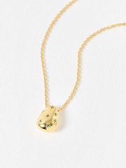 Oliver Bonas Green Carina Star Teardrop Charm Gold Plated Pendant Necklace - Image 2 of 4
