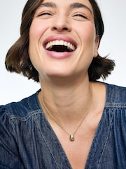 Oliver Bonas Green Carina Star Teardrop Charm Gold Plated Pendant Necklace - Image 4 of 4