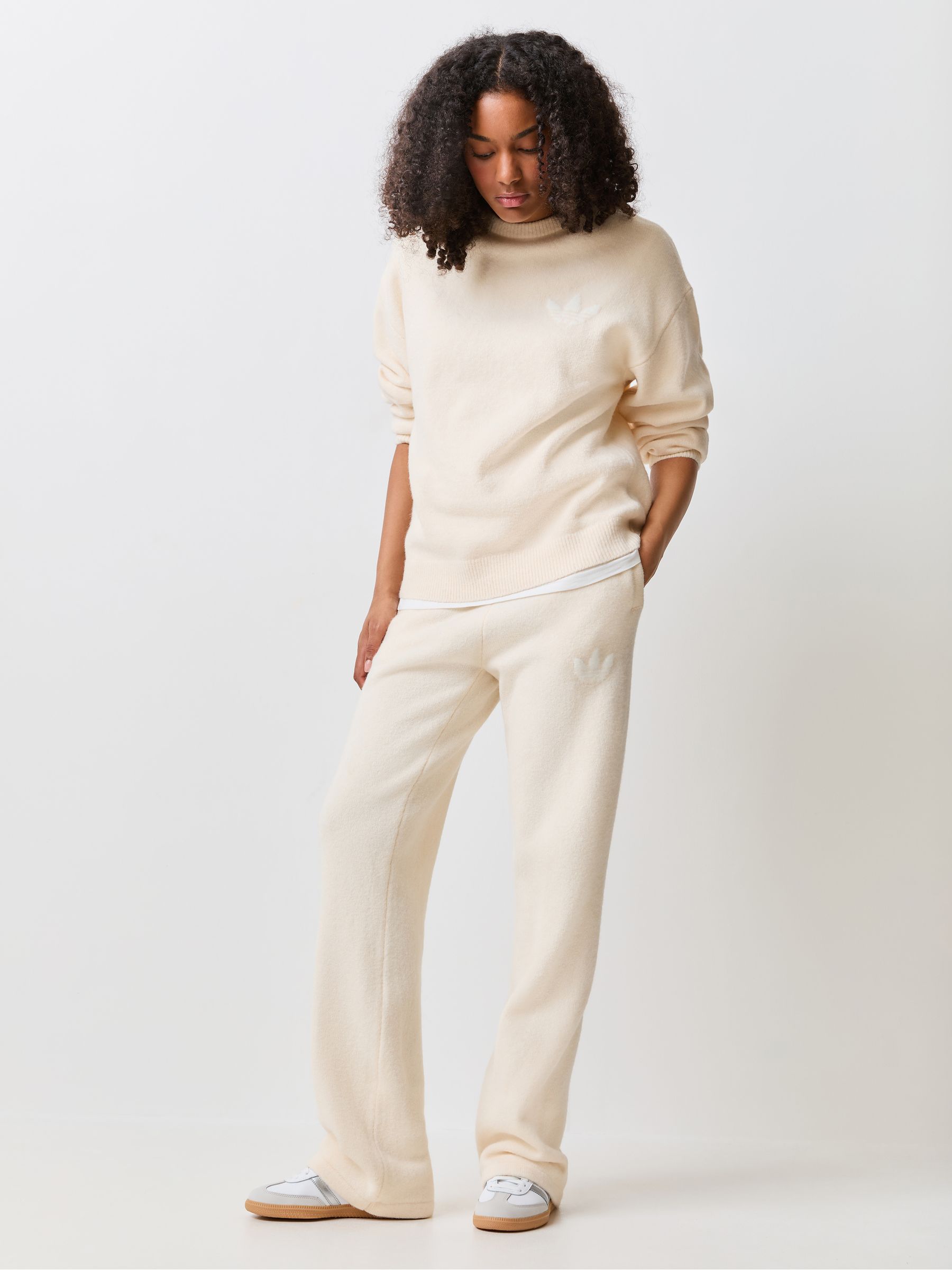 Buy adidas Originals Cream Knitted Wide Leg Joggers from Next USA