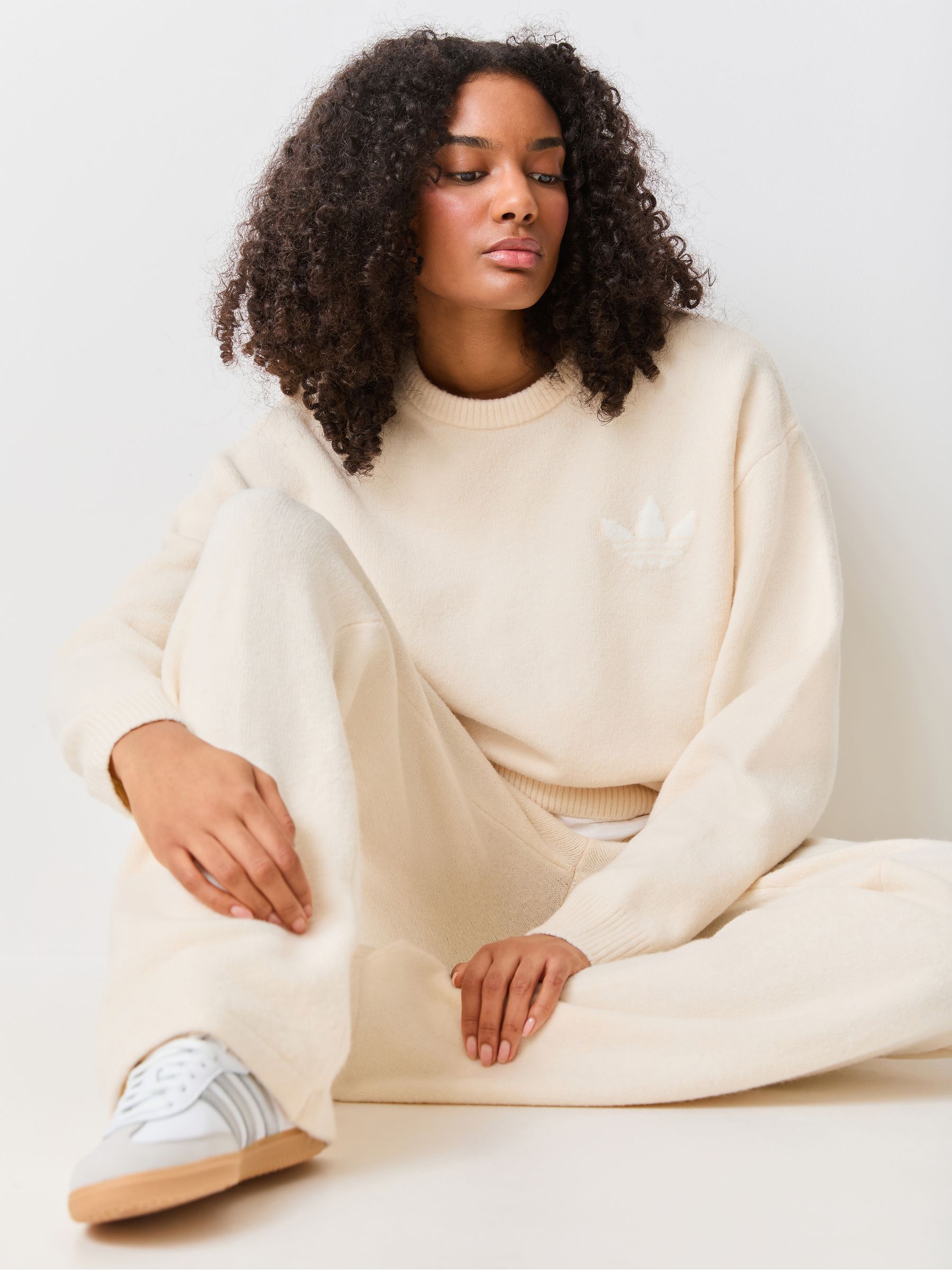 Buy adidas Originals Cream Knitted Wide Leg Joggers from Next USA