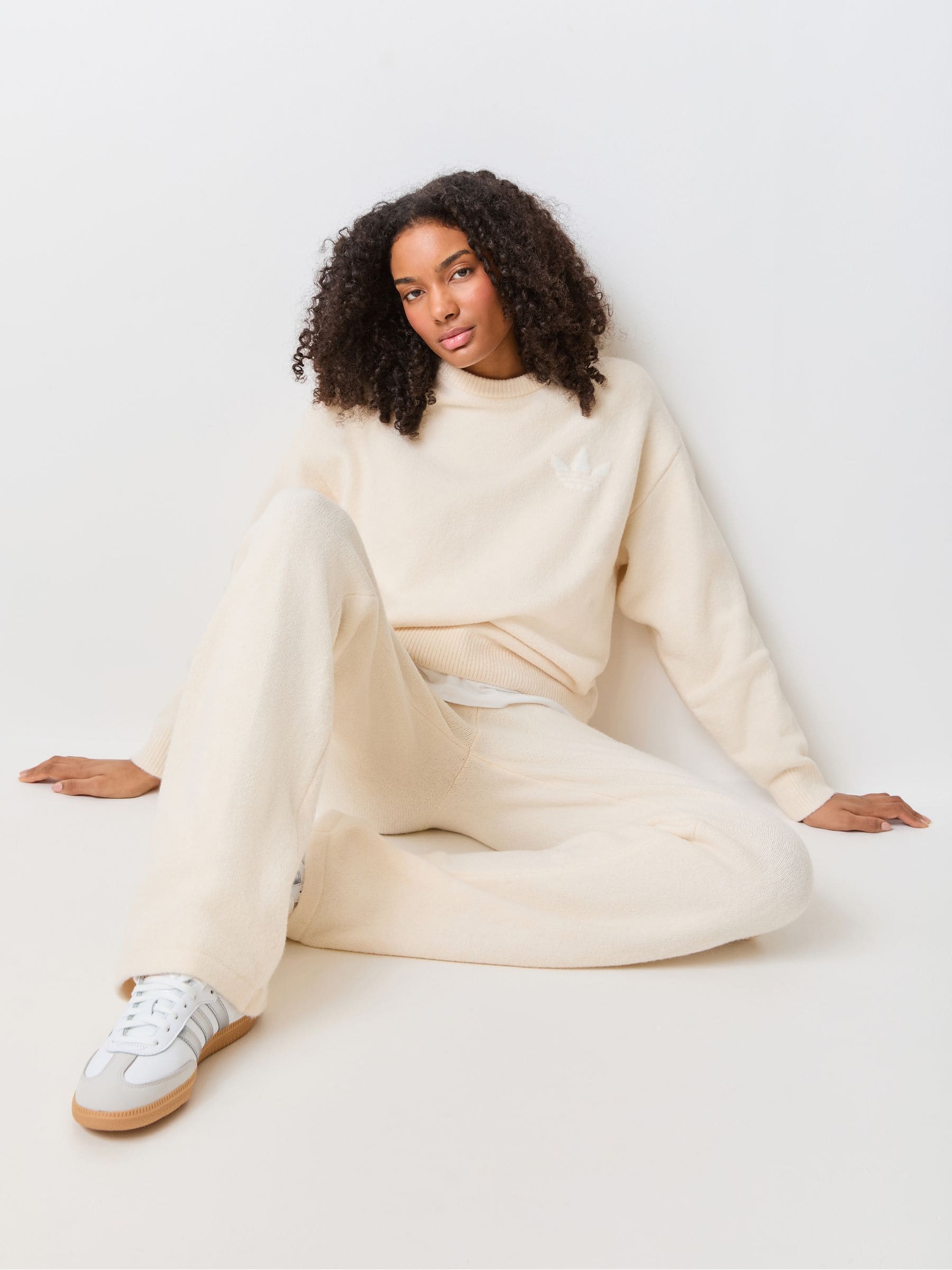 Buy adidas Originals Cream Knitted Wide Leg Joggers from Next USA