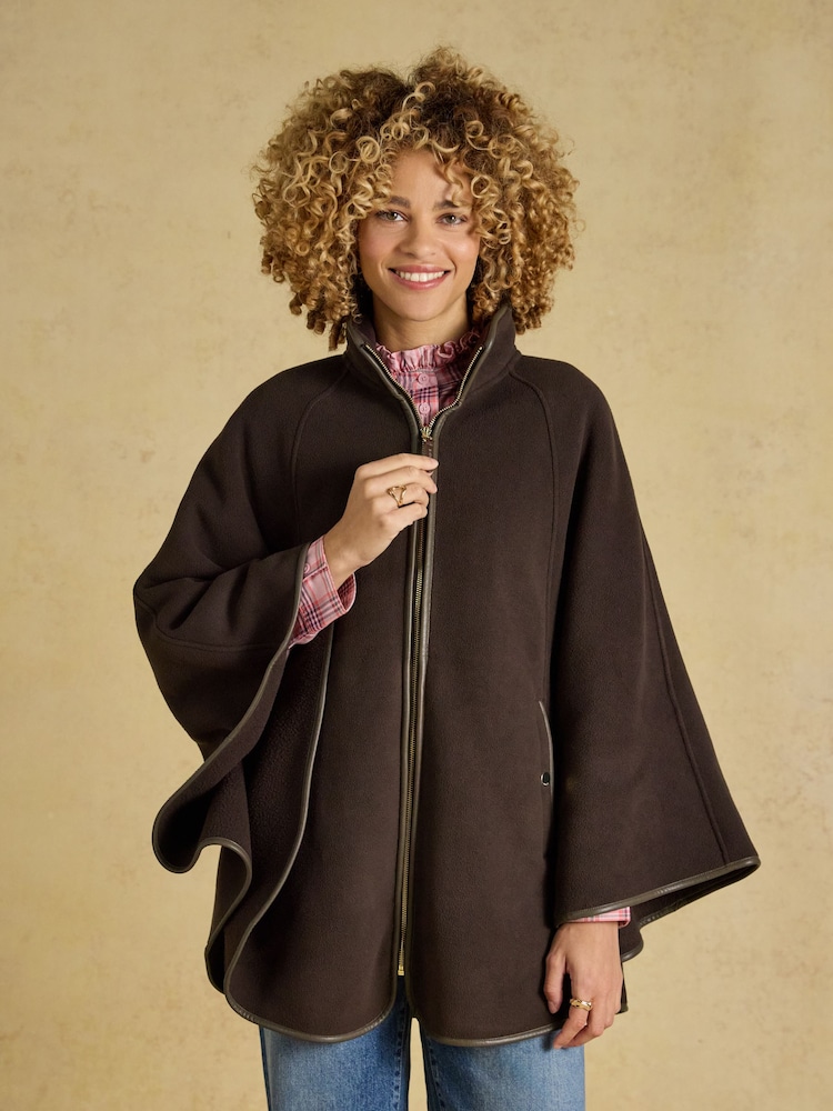 Joules Heritage Chocolate Brown Longline Polar Fleece Longline Cape - Image 1 of 9 Joules Heritage Chocolate Brown Longline Polar Fleece Longline Cape - Image 1 of 9