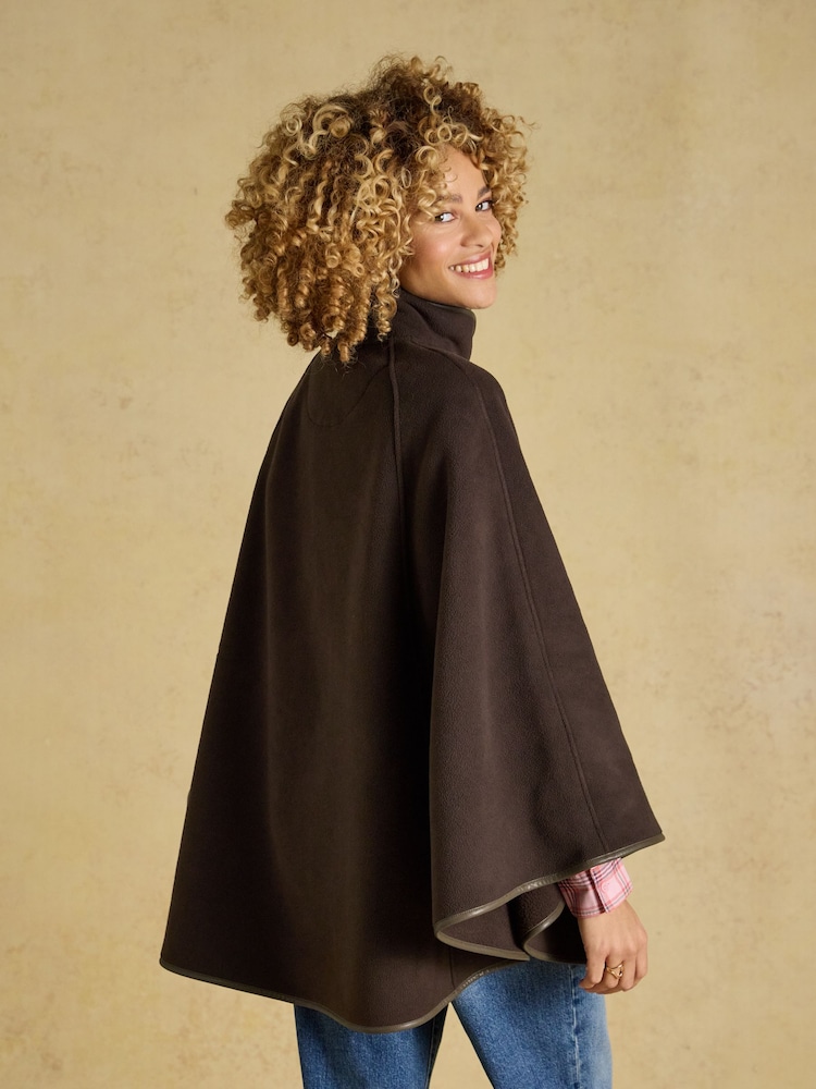 Joules Heritage Chocolate Brown Longline Polar Fleece Longline Cape - Image 2 of 9 Joules Heritage Chocolate Brown Longline Polar Fleece Longline Cape - Image 2 of 9