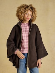 Joules Heritage Chocolate Brown Longline Polar Fleece Longline Cape - Image 4 of 9