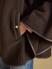 Joules Heritage Chocolate Brown Longline Polar Fleece Longline Cape - Image 5 of 9