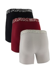 Under Armour Red Performance Cotton Solid 6" Boxers 3 Pack - Image 2 of 5