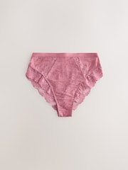 Green/Pink/Cream High Waist High Leg Lace Trim Knickers 3 Pack - Image 3 of 6